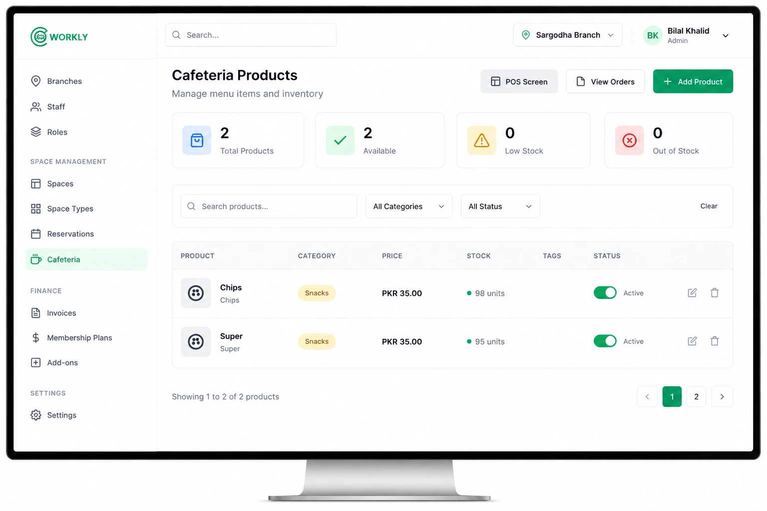 CoWorkly cafeteria management preview