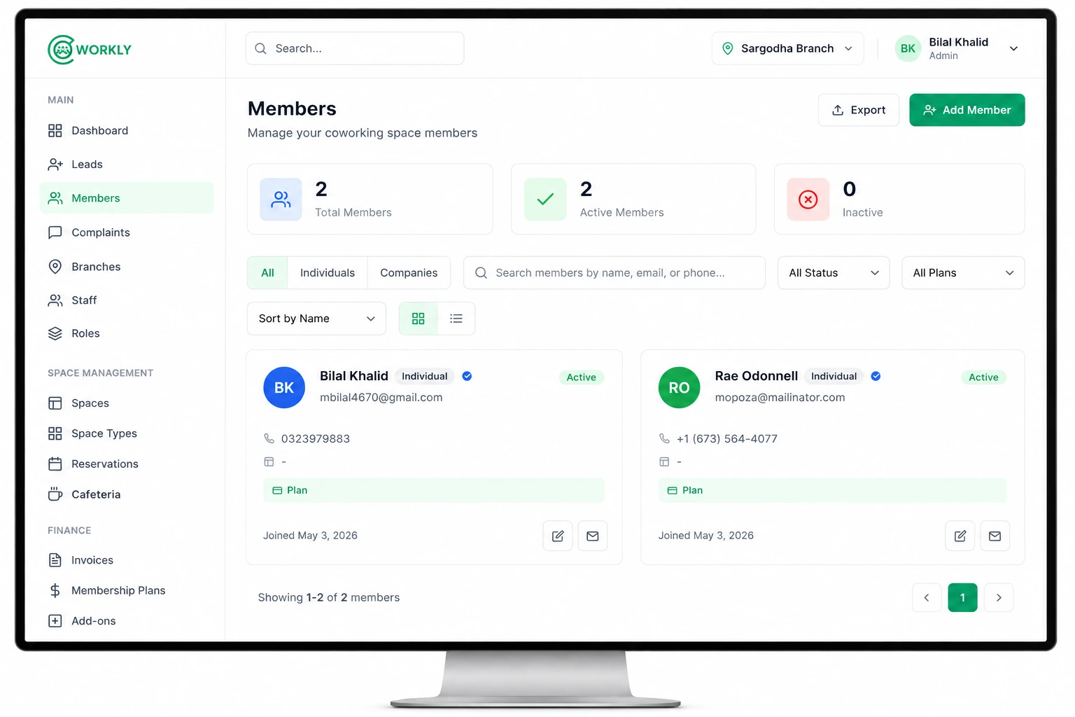 CoWorkly members management preview