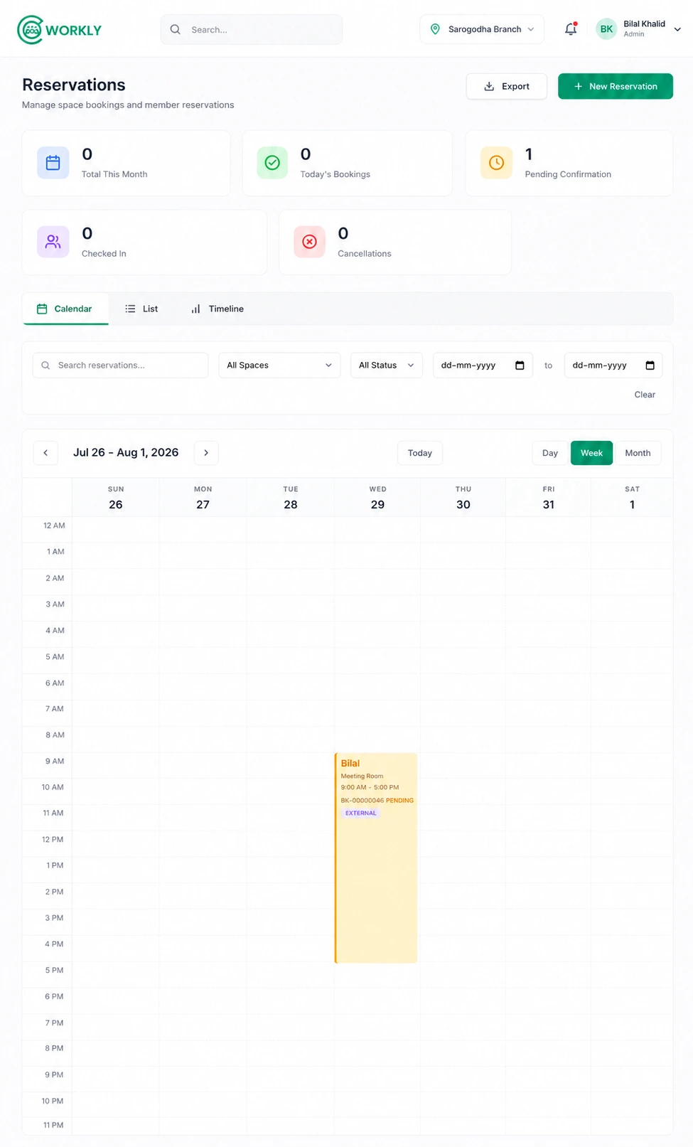 CoWorkly bookings and reservations