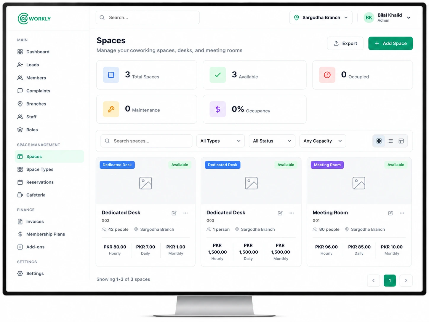 CoWorkly space management preview